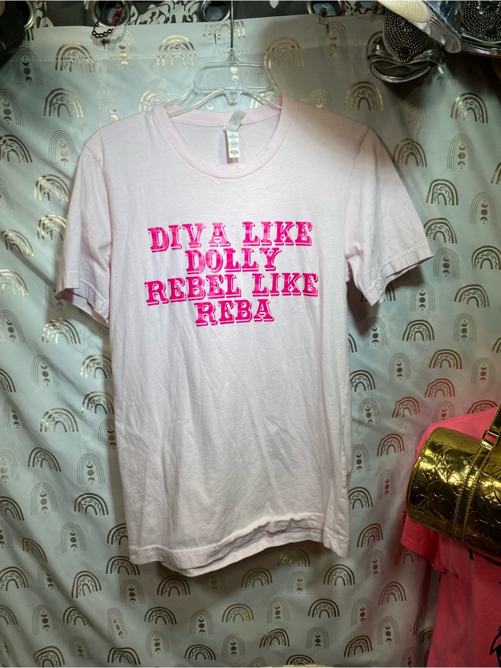 Bella Canvas Light Pink Tee with Hot Pink Graphic "Diva Like Dolly"